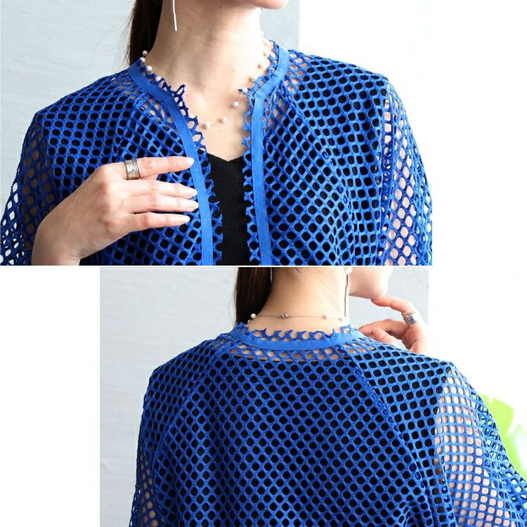 大きいサイズ レディース メッシュボレロカーディガン　sada-6851