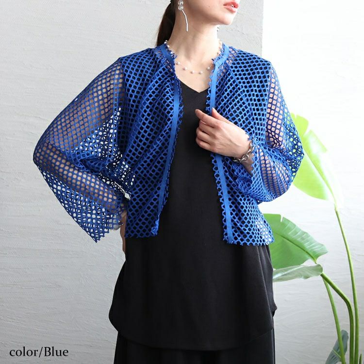 大きいサイズ レディース メッシュボレロカーディガン　sada-6851