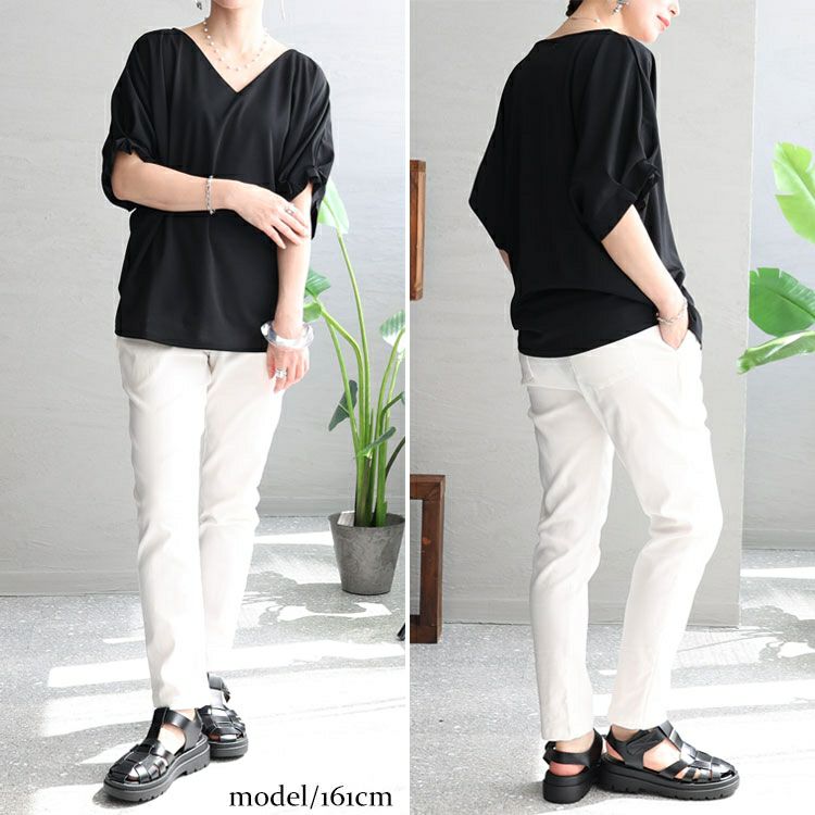 大きいサイズ レディース 袖タックプルオーバー　mncut-132039