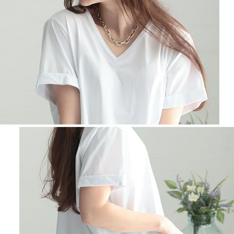 大きいサイズ レディース Vネック半袖Tシャツ　goldy-1239