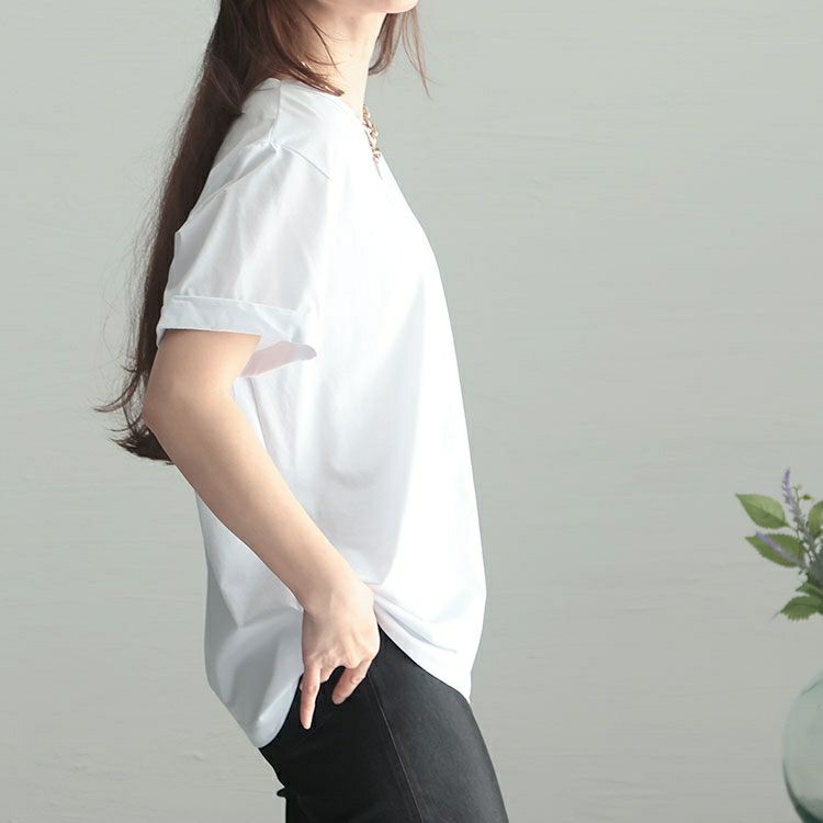 大きいサイズ レディース Vネック半袖Tシャツ　goldy-1239