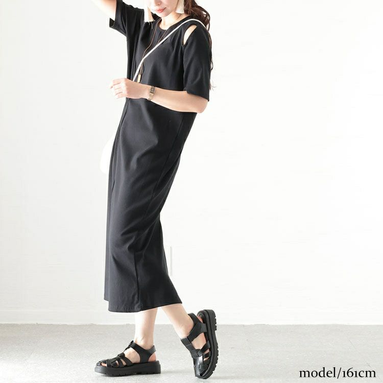 大きいサイズ レディース テレコカットワンピース　sada-6854