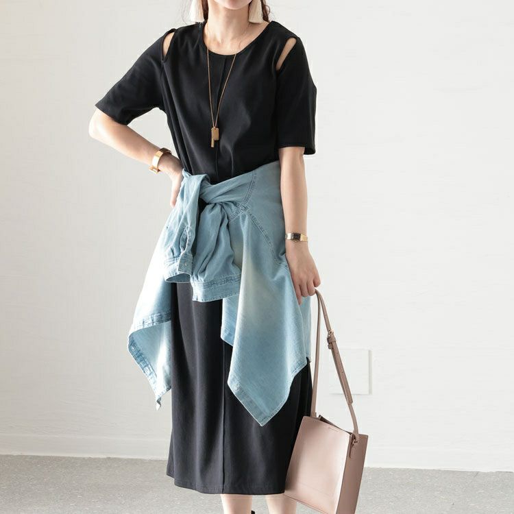 大きいサイズ レディース テレコカットワンピース　sada-6854