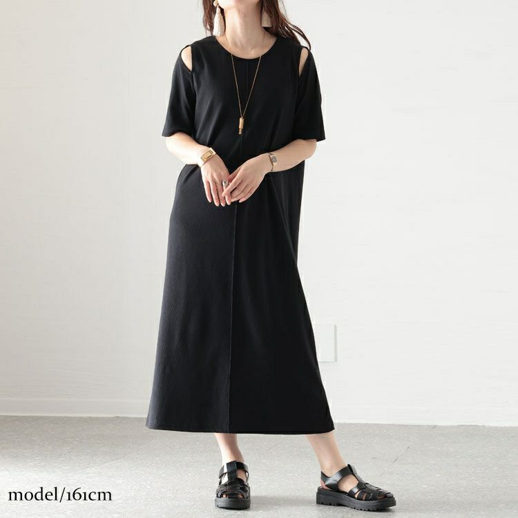 大きいサイズ レディース テレコカットワンピース　sada-6854