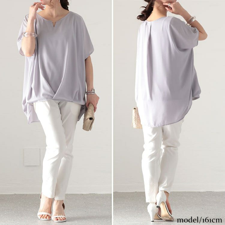 大きいサイズ レディース 接触冷感ゴールドパーツ使いブラウス　mncut-132059