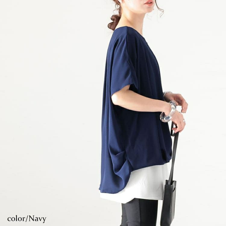 大きいサイズ レディース 接触冷感ゴールドパーツ使いブラウス　mncut-132059