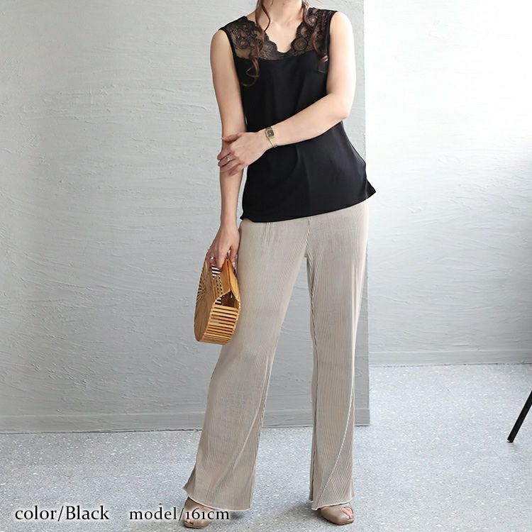 大きいサイズ レディース ストレッチレースタンクトップ　maru-6657 【メール便可】