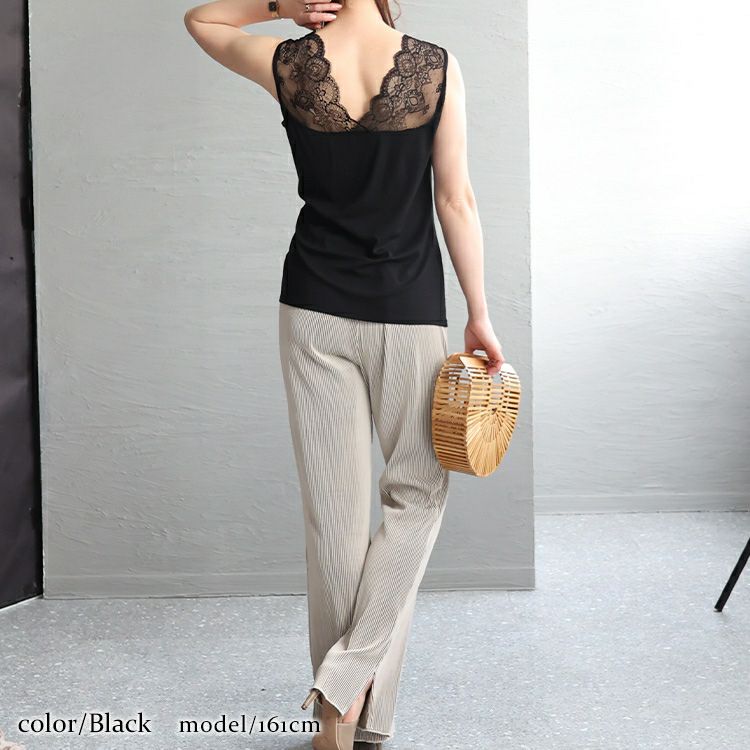 大きいサイズ レディース ストレッチレースタンクトップ　maru-6657 【メール便可】