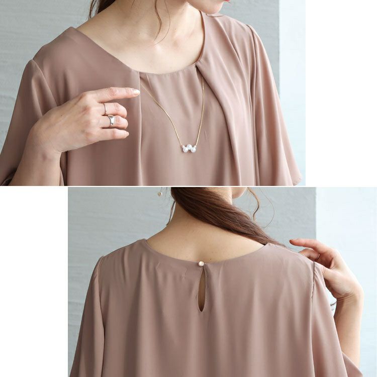 大きいサイズ レディース ネックレス付きブラウス　mncut-132120 【メール便可】