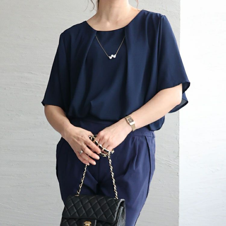 大きいサイズ レディース ネックレス付きブラウス　mncut-132120 【メール便可】