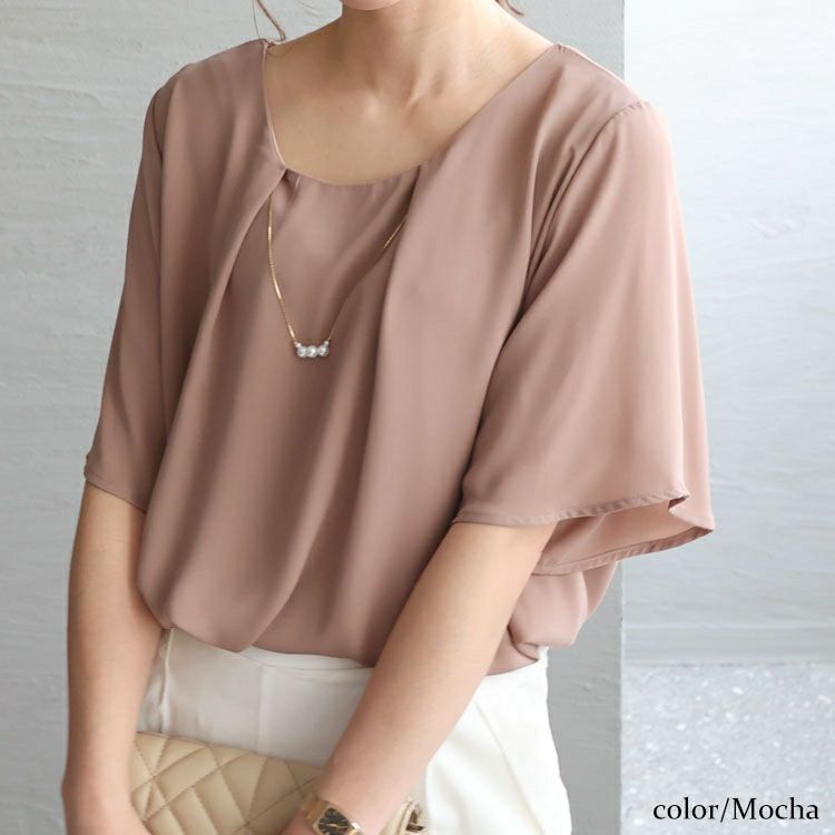 大きいサイズ レディース ネックレス付きブラウス　mncut-132120 【メール便可】