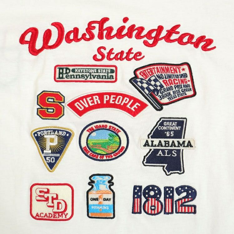 大きいサイズ レディース ワッペン半袖Tシャツ　cros-130125