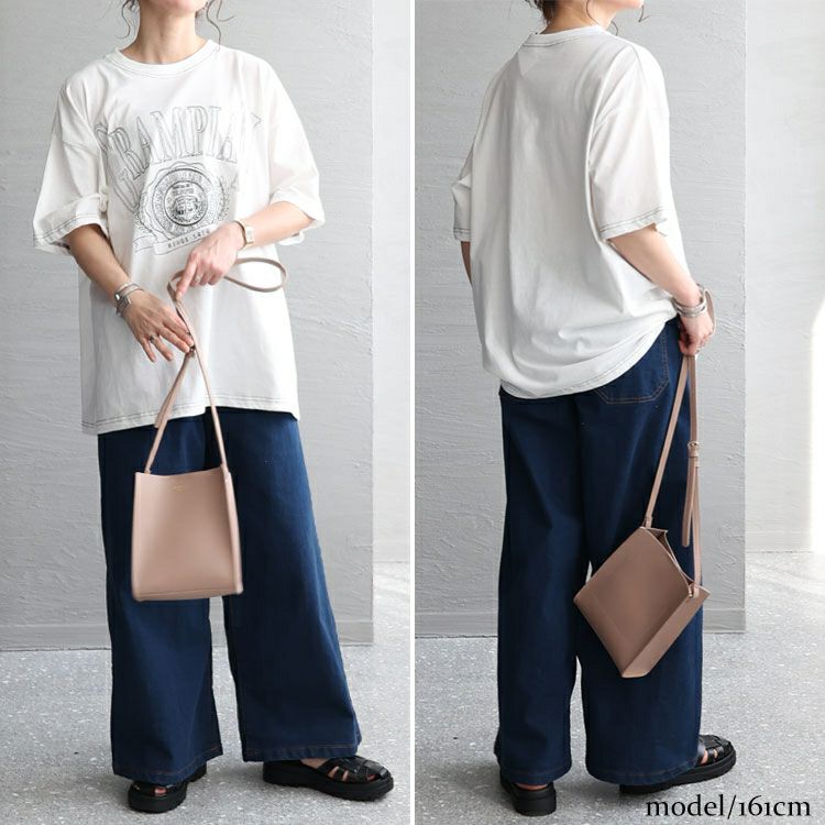 大きいサイズ レディース 線刺繍半袖Tシャツ　cros-130121 【メール便可】