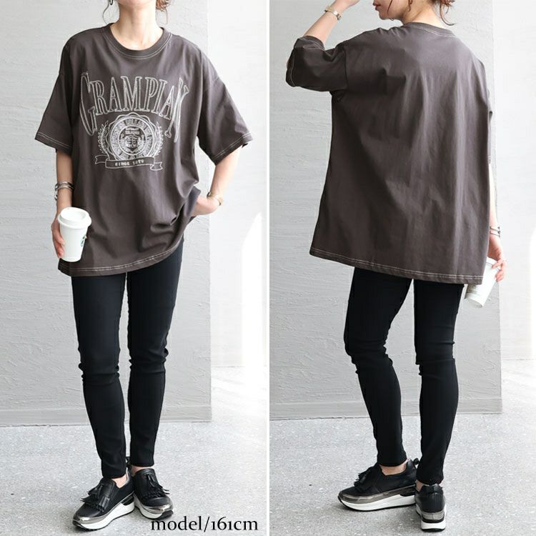 大きいサイズ レディース 線刺繍半袖Tシャツ　cros-130121 【メール便可】