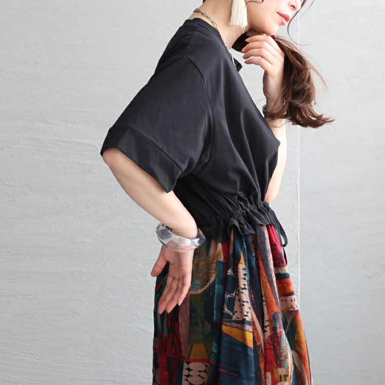 大きいサイズ レディース 接触冷感ウエストリボンワンピース　kt-23004