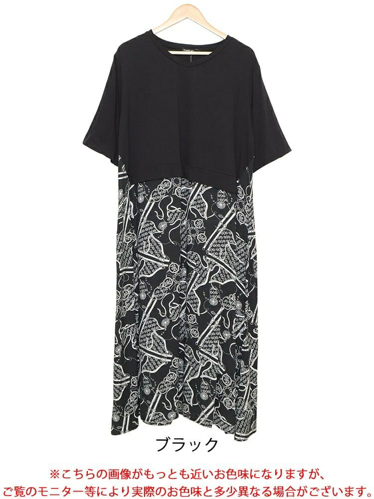 大きいサイズ レディース 接触冷感ドッキングワンピース　kt-23002 【メール便可】