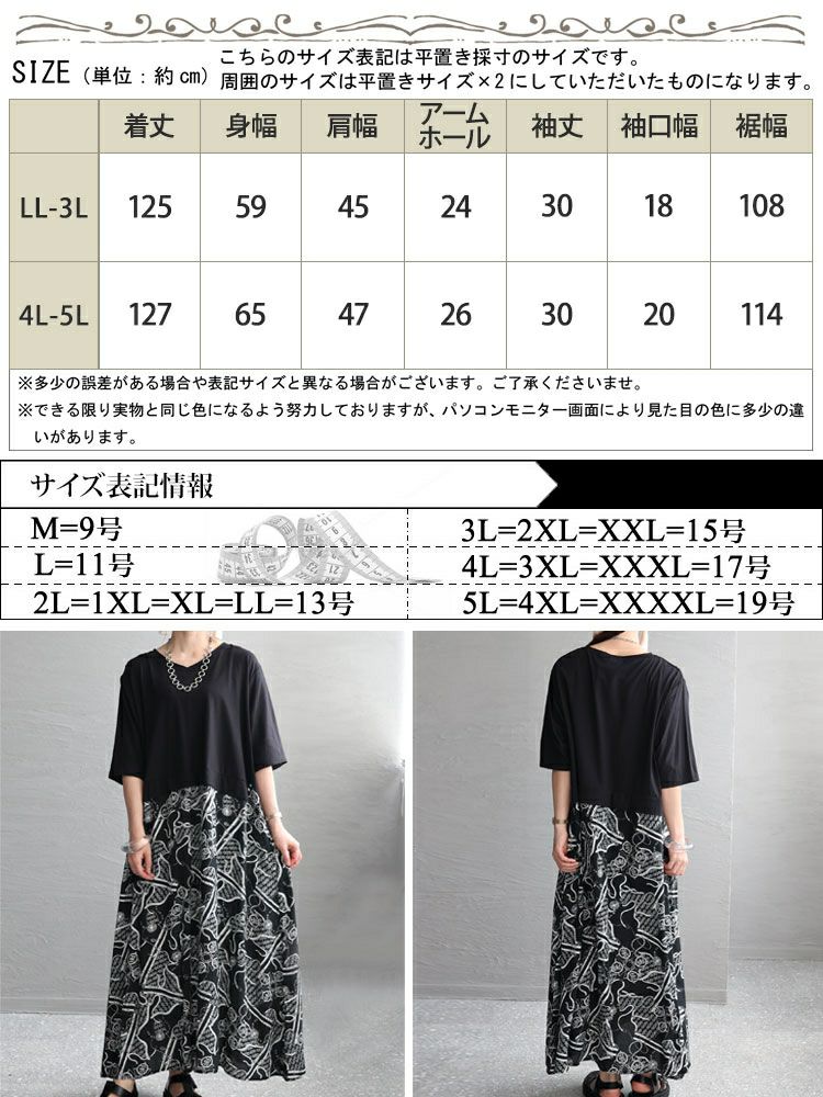 大きいサイズ レディース 接触冷感ドッキングワンピース　kt-23002 【メール便可】