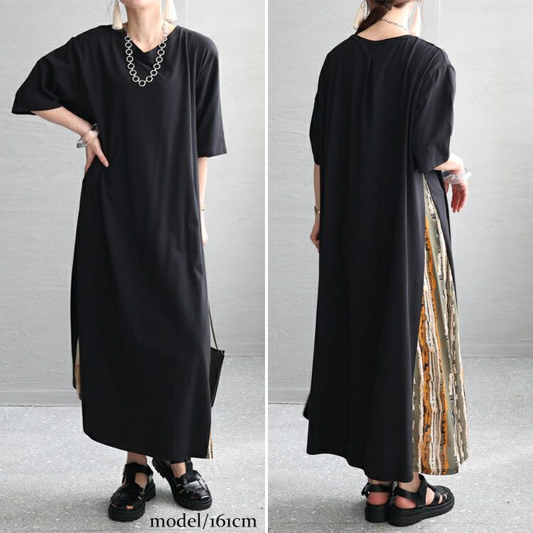 大きいサイズ レディース 接触冷感脇切替ワンピース　kt-23001