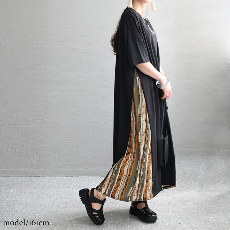 大きいサイズ レディース 接触冷感脇切替ワンピース　kt-23001