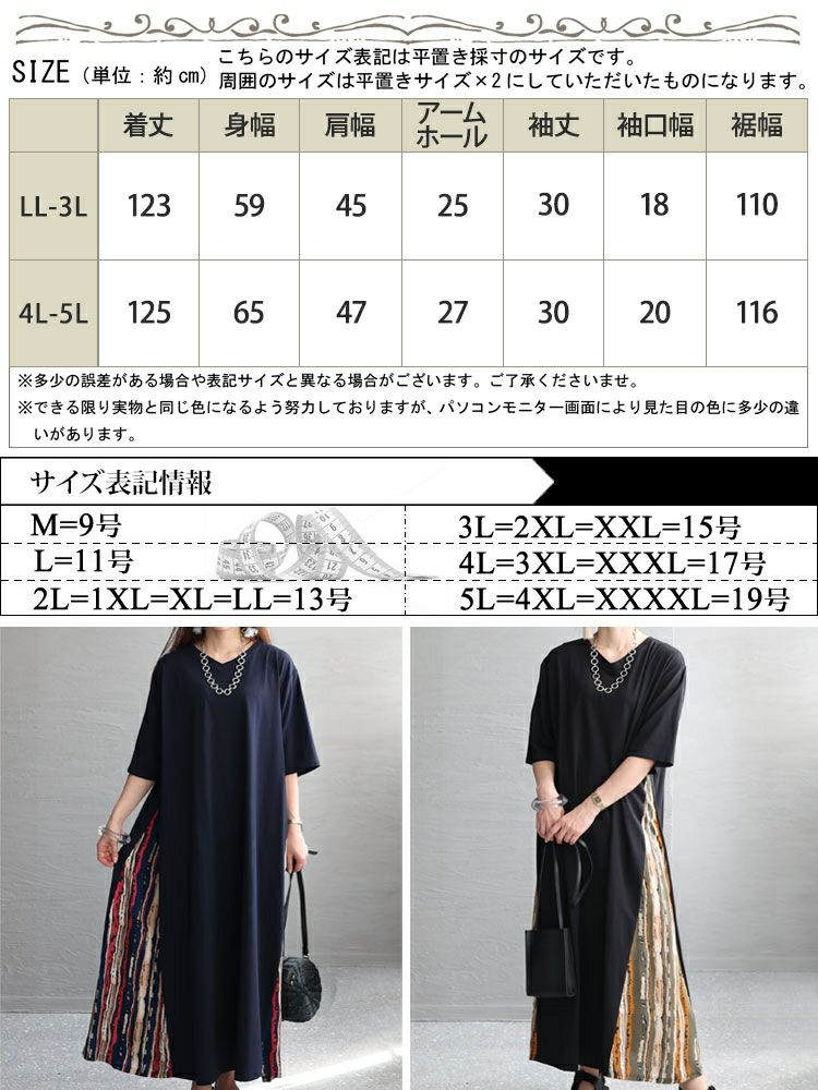 大きいサイズ レディース 接触冷感脇切替ワンピース　kt-23001