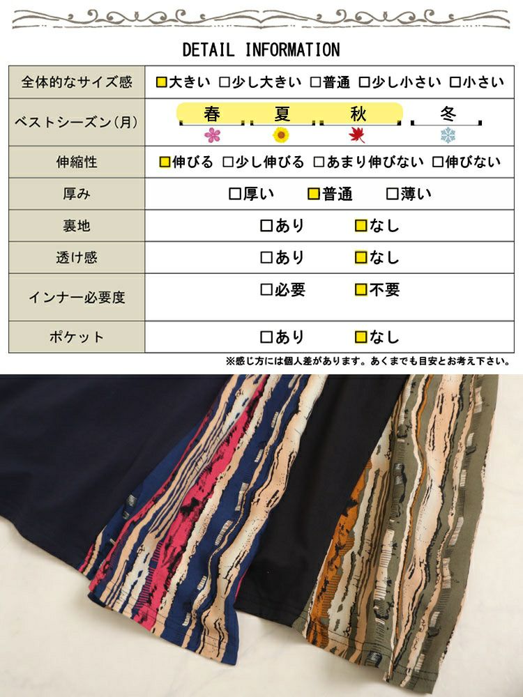 大きいサイズ レディース 接触冷感脇切替ワンピース　kt-23001