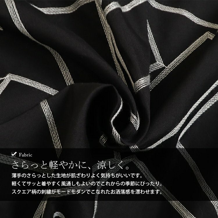 大きいサイズ レディース スクエア柄刺繍チュニック　u2-0077