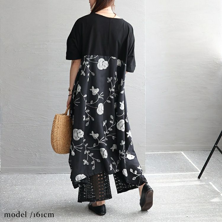 大きいサイズ レディース 股ずれ防止レースワイドパンツ　u2-0074 【メール便可】