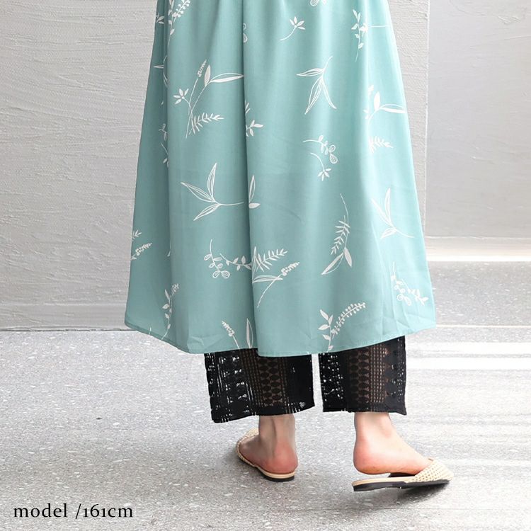 大きいサイズ レディース 股ずれ防止レースワイドパンツ　u2-0074 【メール便可】