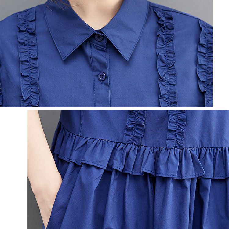 大きいサイズ レディース フリルシャツワンピース　goldy-1249