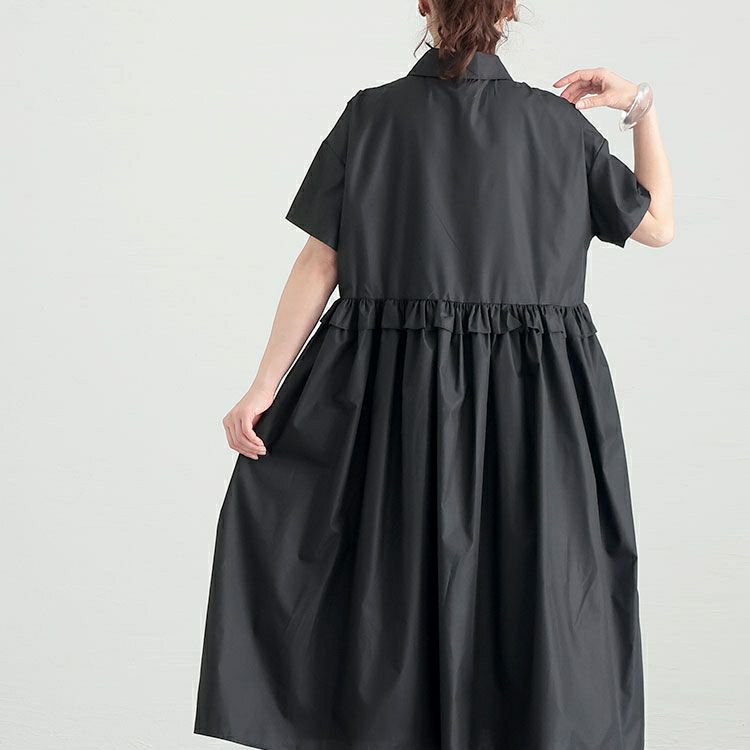 大きいサイズ レディース フリルシャツワンピース　goldy-1249