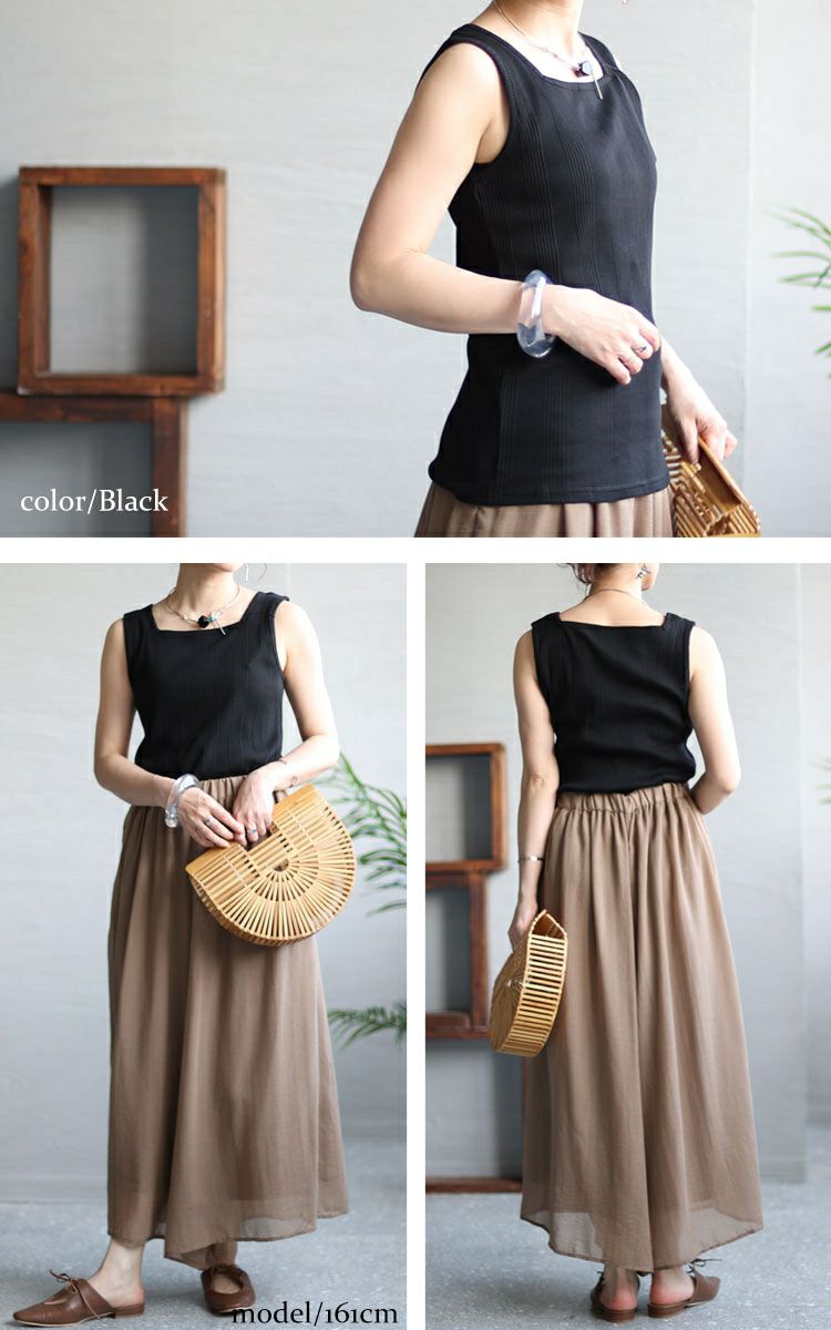 大きいサイズ レディース スクエアネックタンクトップ　wk-0231 【メール便可】