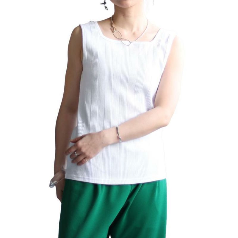 大きいサイズ レディース スクエアネックタンクトップ　wk-0231 【メール便可】 ホワイト