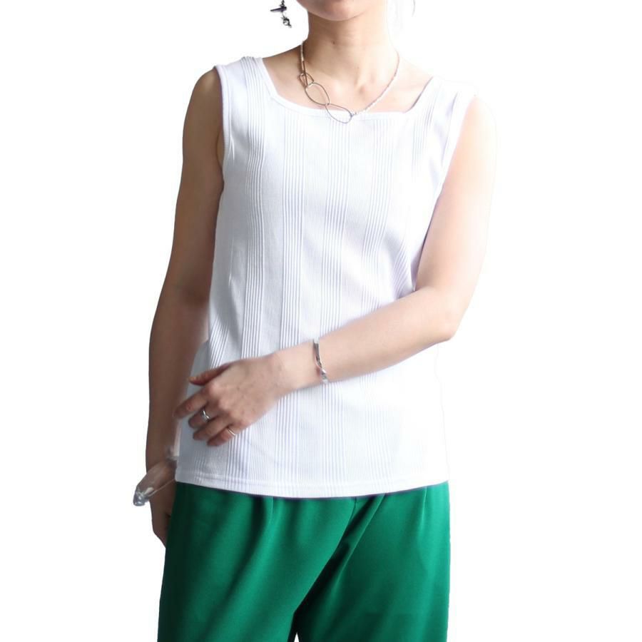 大きいサイズ レディース スクエアネックタンクトップ　wk-0231 【メール便可】 ホワイト