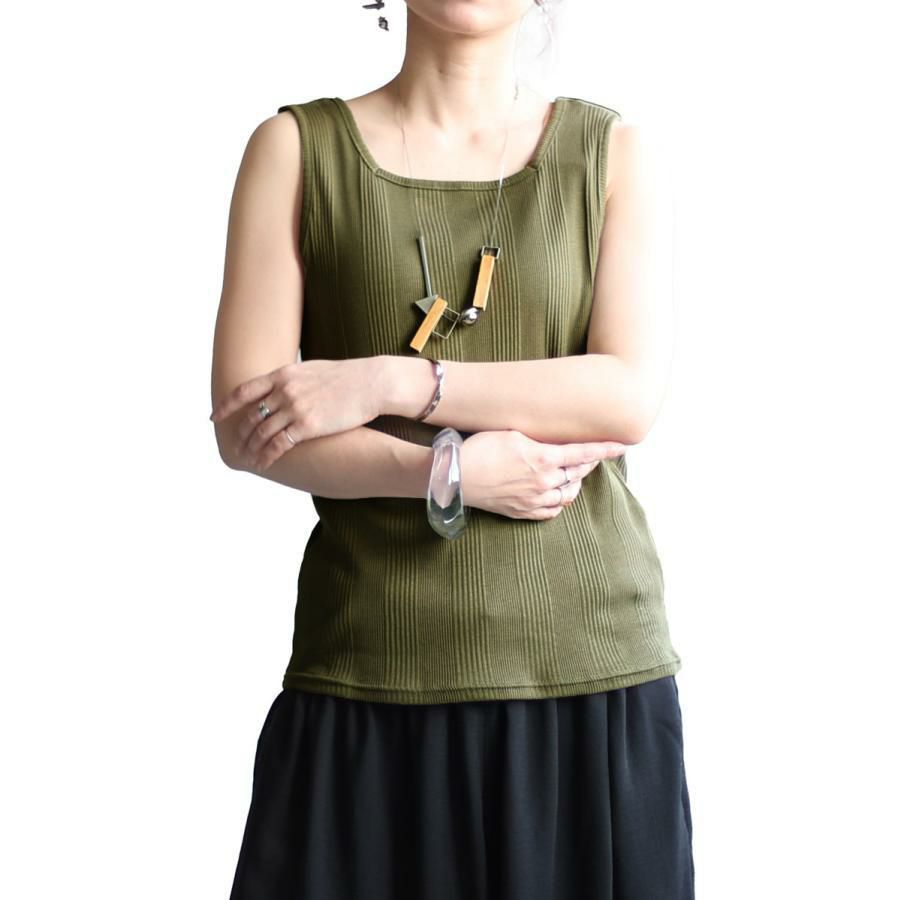 大きいサイズ レディース スクエアネックタンクトップ　wk-0231 【メール便可】 カーキ