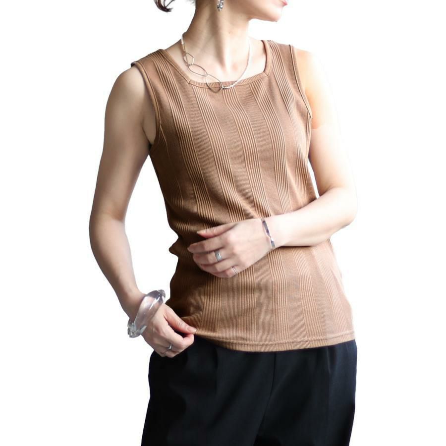 大きいサイズ レディース スクエアネックタンクトップ　wk-0231 【メール便可】 モカ