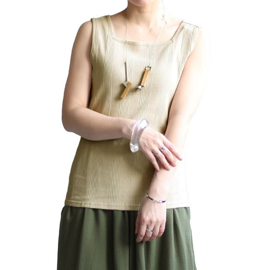 大きいサイズ レディース スクエアネックタンクトップ　wk-0231 【メール便可】 ベージュ