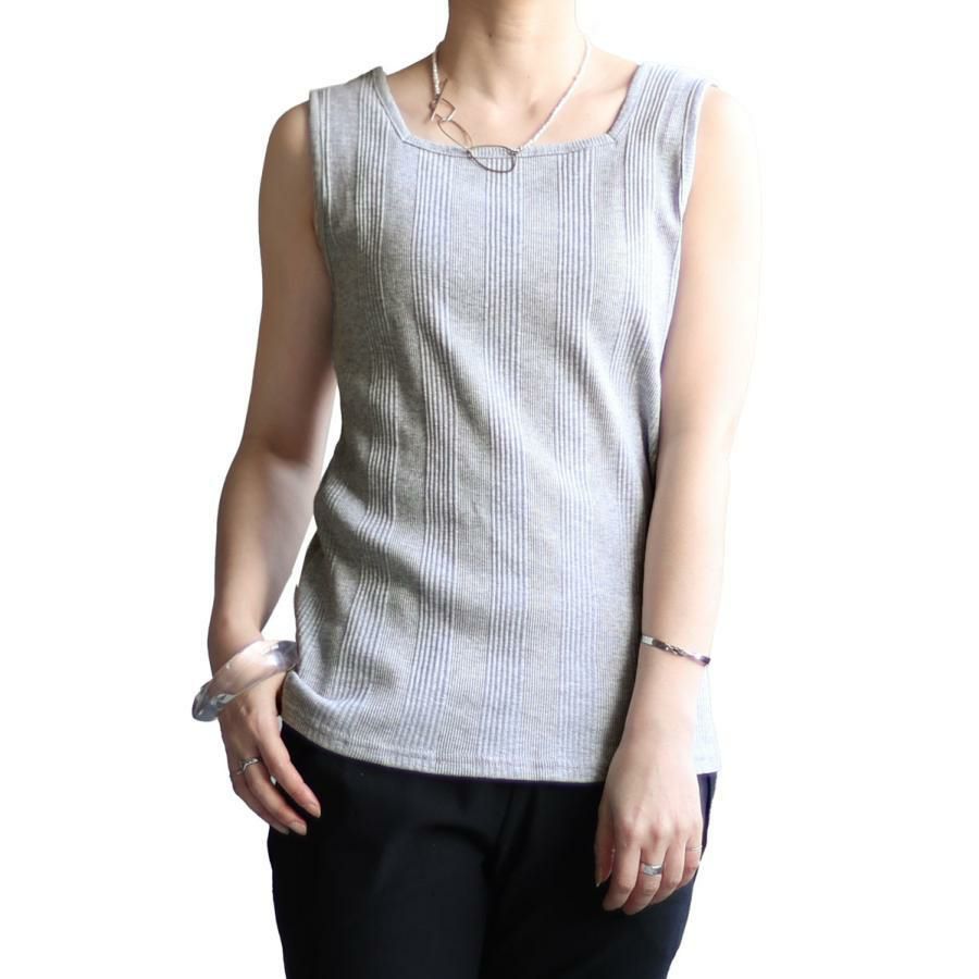 大きいサイズ レディース スクエアネックタンクトップ　wk-0231 【メール便可】 杢グレー