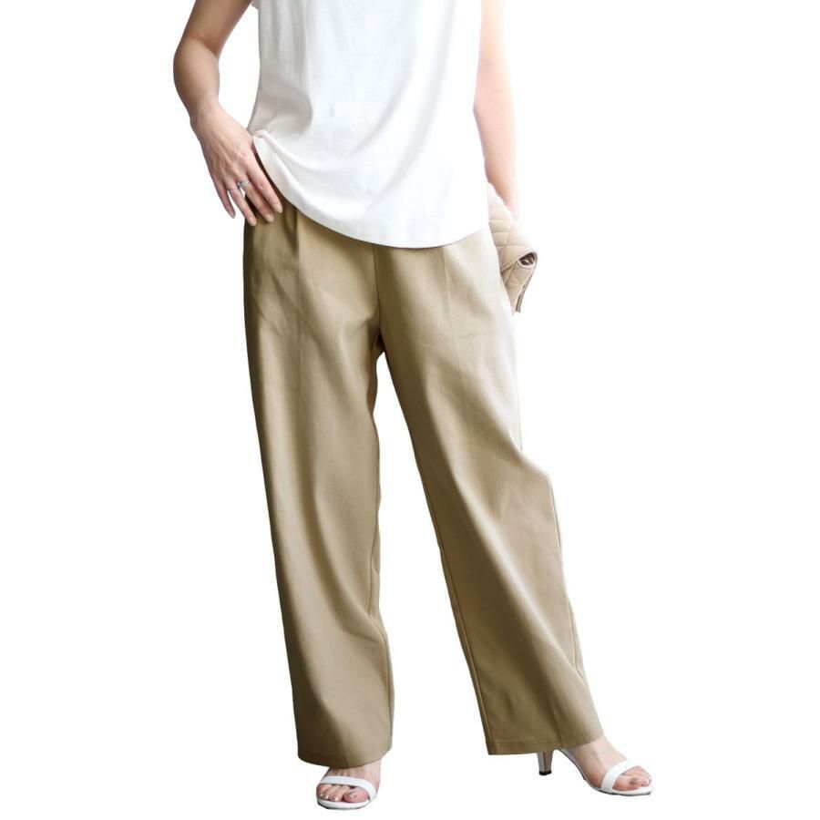 大きいサイズ レディース スラックスパンツ　fem-337 ベージュ