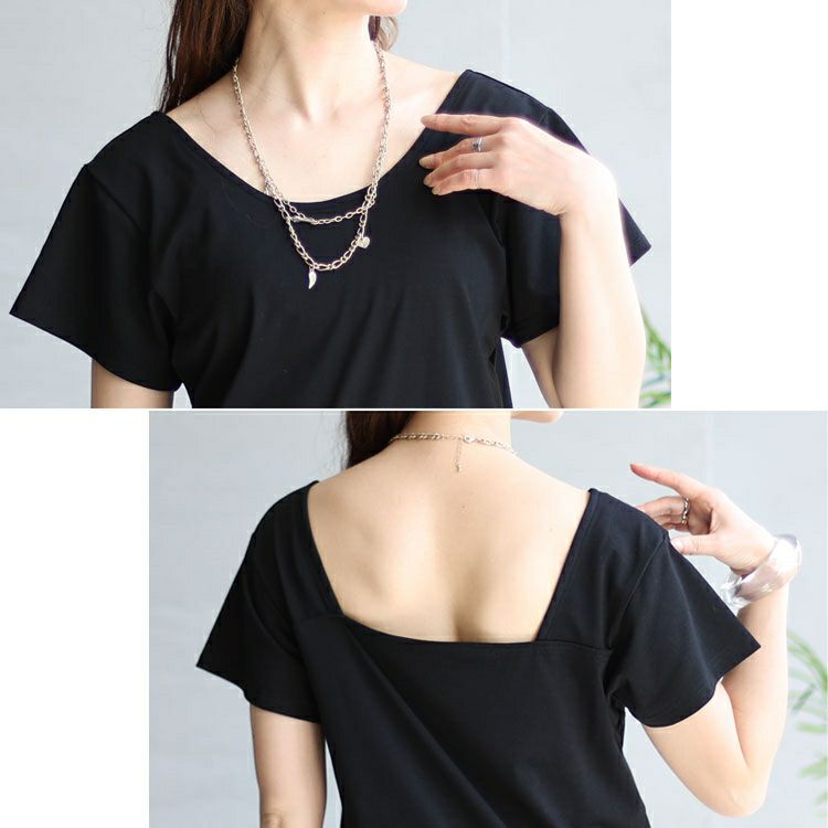 大きいサイズ レディース バックスクエアTシャツ　fem-336 【メール便可】