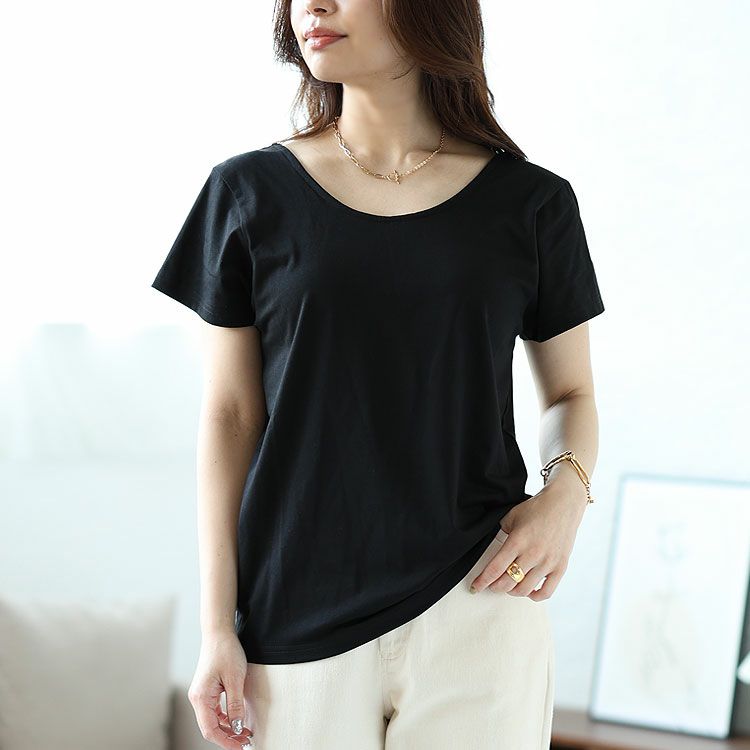 大きいサイズ レディース バックスクエアTシャツ　fem-336 【メール便可】