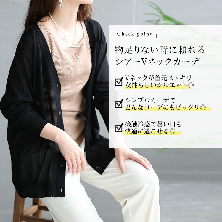大きいサイズ レディース 接触冷感シアーニットVネックカーディガン　cpdai-640116 【メール便可】