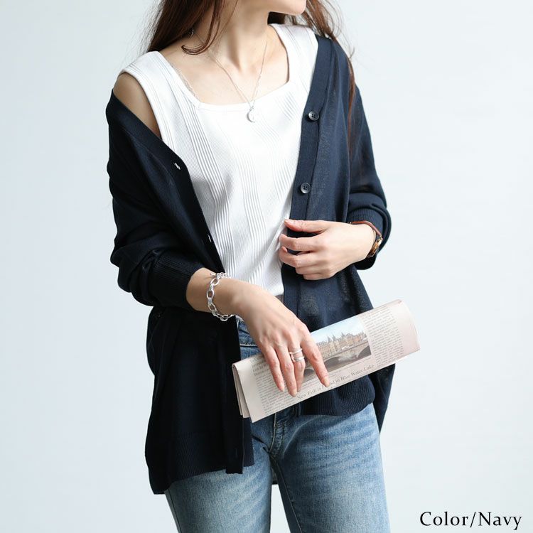 大きいサイズ レディース 接触冷感シアーニットVネックカーディガン　cpdai-640116 【メール便可】