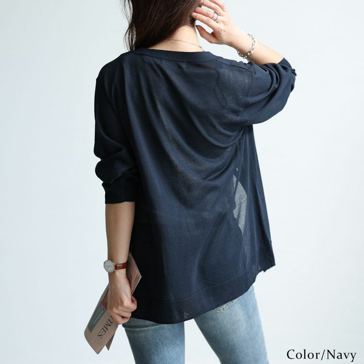 大きいサイズ レディース 接触冷感シアーニットVネックカーディガン　cpdai-640116 【メール便可】