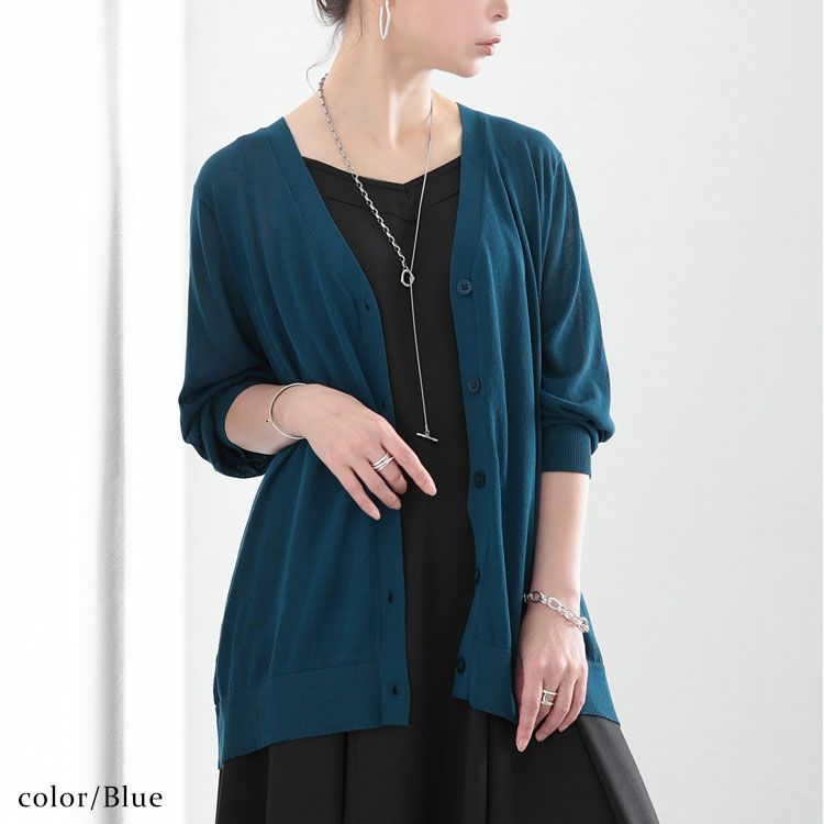 大きいサイズ レディース 接触冷感シアーニットVネックカーディガン　cpdai-640116 【メール便可】