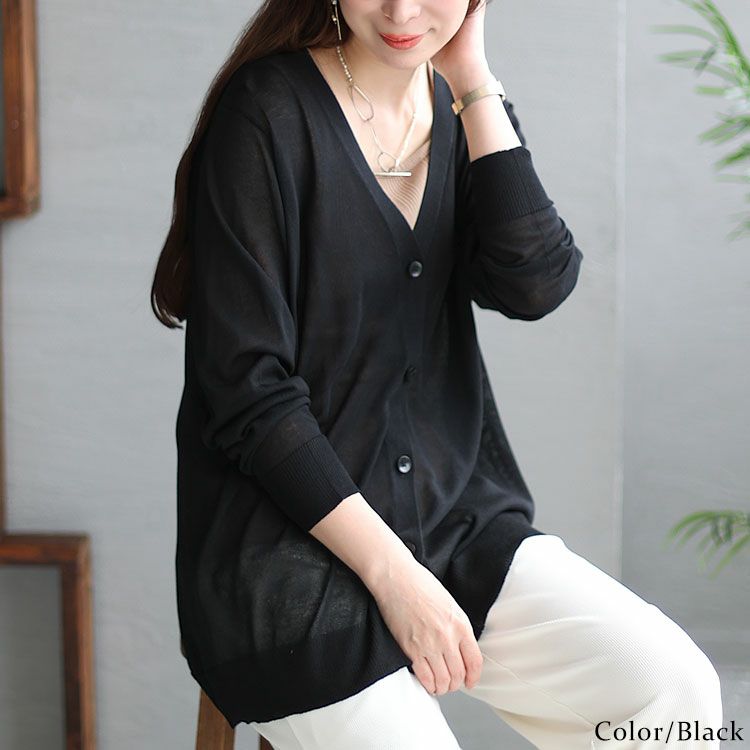 大きいサイズ レディース 接触冷感シアーニットVネックカーディガン　cpdai-640116 【メール便可】
