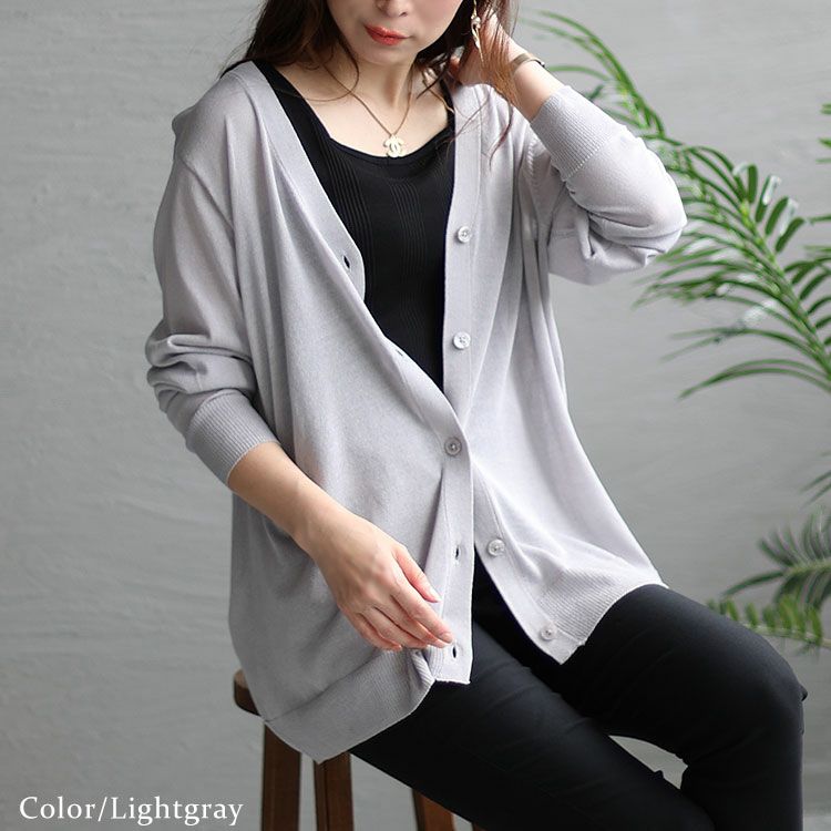 大きいサイズ レディース 接触冷感シアーニットVネックカーディガン　cpdai-640116 【メール便可】