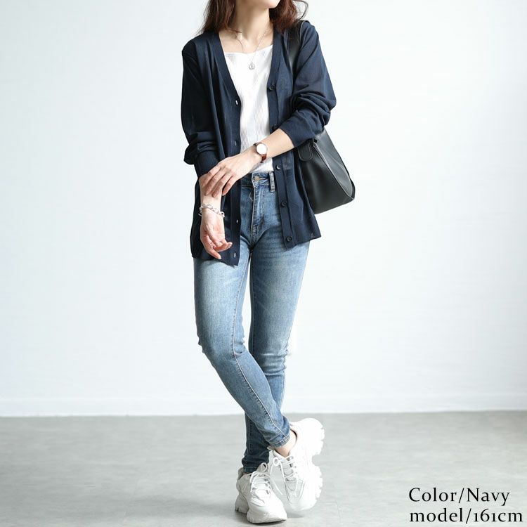 大きいサイズ レディース 接触冷感シアーニットVネックカーディガン　cpdai-640116 【メール便可】