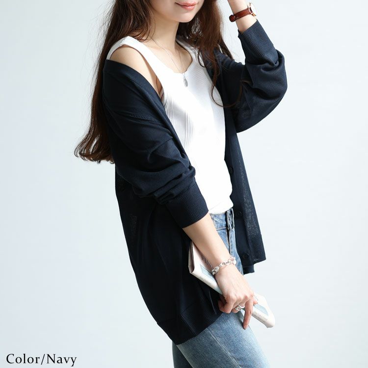 大きいサイズ レディース 接触冷感シアーニットVネックカーディガン　cpdai-640116 【メール便可】