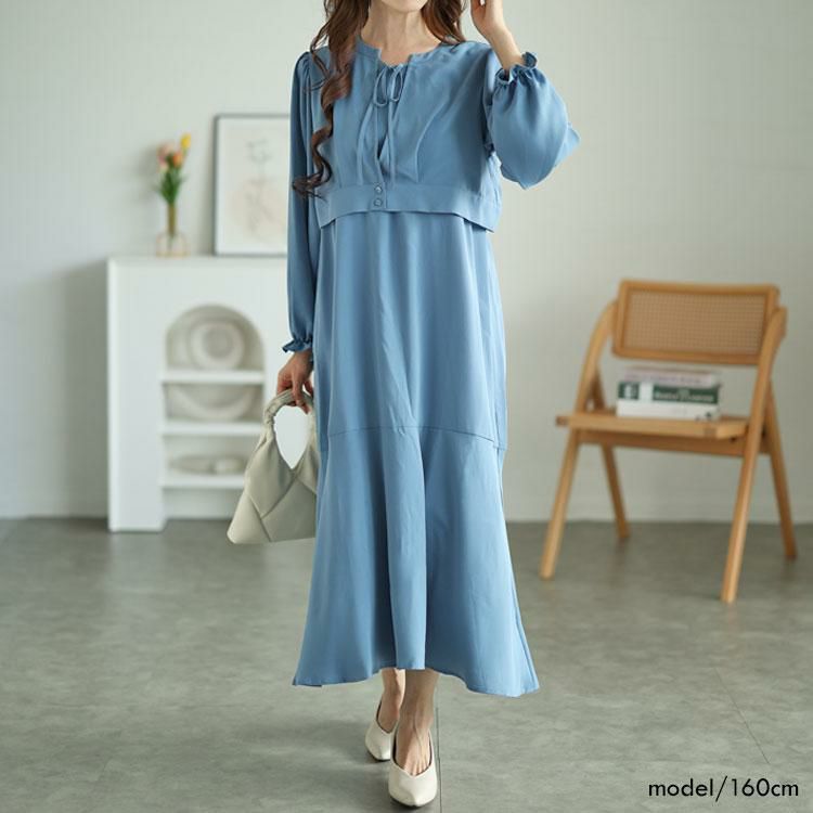 大きいサイズ レディース セットアップワンピース　fem-350 ゆうパケット可 ブルー