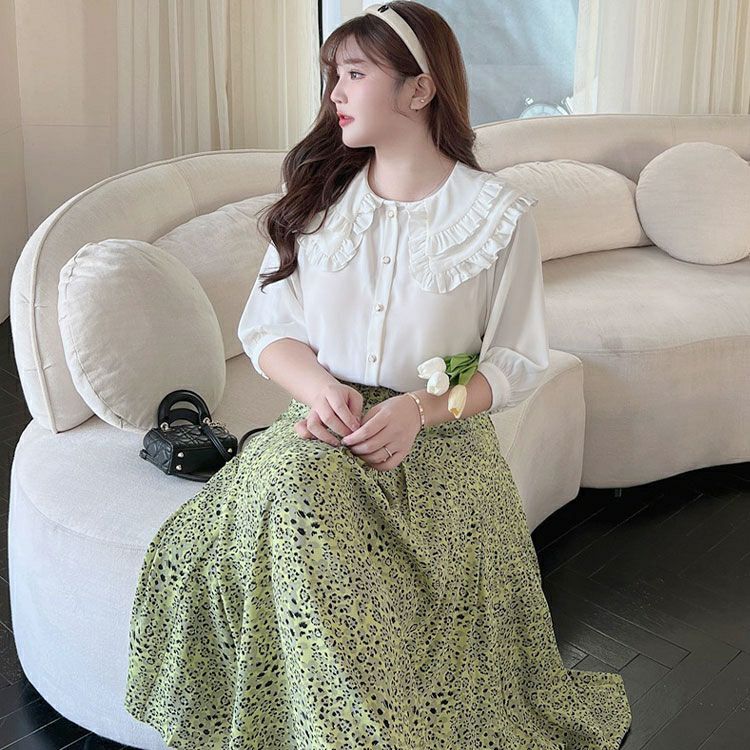 大きいサイズ レディース フリル襟ブラウス　goldy-1295